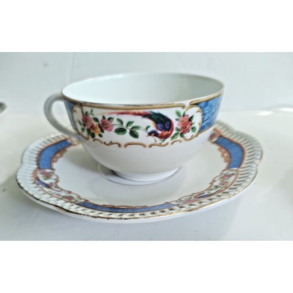 Vintage Wide Mouth Tea Cup & Reticulated Saucer Set Schmann Bavaria - Picture 15 of 15